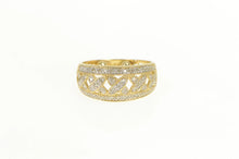 Load image into Gallery viewer, 14K Diamond X Criss Cross Domed Statement Ring Yellow Gold