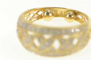 14K Diamond X Criss Cross Domed Statement Ring Yellow Gold