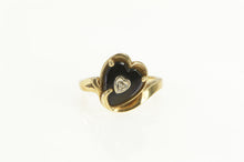 Load image into Gallery viewer, 10K Art Deco Black Onyx Heart Diamond Bypass Ring Yellow Gold