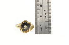 Load image into Gallery viewer, 10K Art Deco Black Onyx Heart Diamond Bypass Ring Yellow Gold