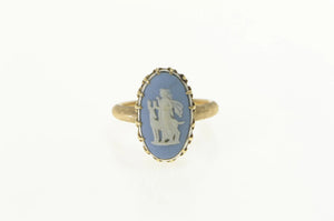 14K 1960's Wedgwood Cameo Artemis Goddess Ring Yellow Gold