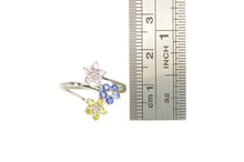 Load image into Gallery viewer, 10K Pink Blue &amp; Yellow Sapphire Diamond Flower Ring White Gold
