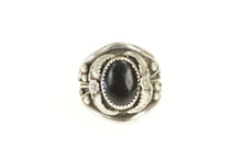 Load image into Gallery viewer, Sterling Silver Native American Black Onyx L Signed Navajo Ring