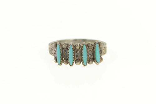 Sterling Silver Turquoise Ornate Southwestern Statement Band Ring