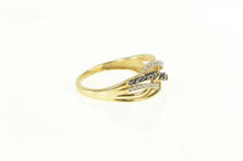 Load image into Gallery viewer, 10K White &amp; Black Diamond Wavy Layered Band Ring White Gold
