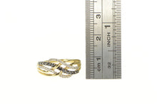Load image into Gallery viewer, 10K White &amp; Black Diamond Wavy Layered Band Ring White Gold