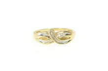 Load image into Gallery viewer, 10K Diamond Inset Curvy Criss Cross Band Ring Yellow Gold