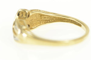 10K Diamond Inset Curvy Criss Cross Band Ring Yellow Gold