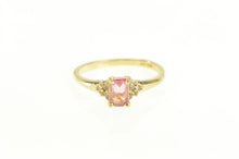 Load image into Gallery viewer, 14K Emerald Cut Pink Topaz Diamond Accent Ring Yellow Gold