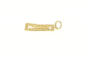 14K M Monogram Letter Square Initial Name Pendant Yellow Gold