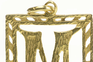 14K M Monogram Letter Square Initial Name Pendant Yellow Gold
