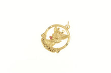 Load image into Gallery viewer, 14K Rudolph The Red Nose Reindeer Christmas Charm/Pendant Yellow Gold