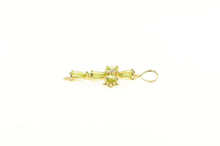 Load image into Gallery viewer, 14K Pear Peridot Diamond Accent Cross Christian Pendant Yellow Gold