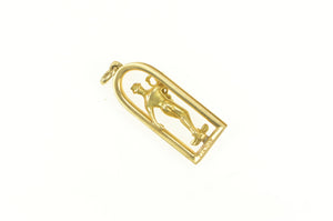 18K Saint Luke Caduceus Doctor Patron Saint Arch Charm/Pendant Yellow Gold