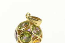 Load image into Gallery viewer, 14K Amethyst Citrine Garnet Peridot Pave Ball Charm/Pendant Yellow Gold