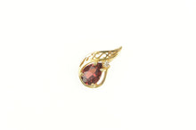 Load image into Gallery viewer, 14K Pear Garnet Diamond Accent Wavy Classic Pendant Yellow Gold