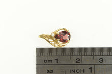 Load image into Gallery viewer, 14K Pear Garnet Diamond Accent Wavy Classic Pendant Yellow Gold