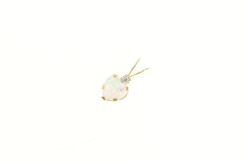 10K Heart Syn. Opal CZ Accent Love Symbol Pendant Yellow Gold