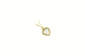 10K Heart Syn. Opal CZ Accent Love Symbol Pendant Yellow Gold