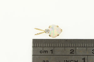 10K Heart Syn. Opal CZ Accent Love Symbol Pendant Yellow Gold