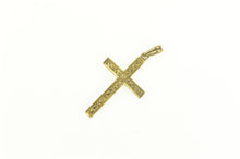 Load image into Gallery viewer, 14K 1930&#39;s Art Deco Scroll Engraved Cross Faith Pendant Yellow Gold