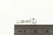 Load image into Gallery viewer, 10K Pear Syn. Aquamarine CZ Drop Classic Pendant White Gold