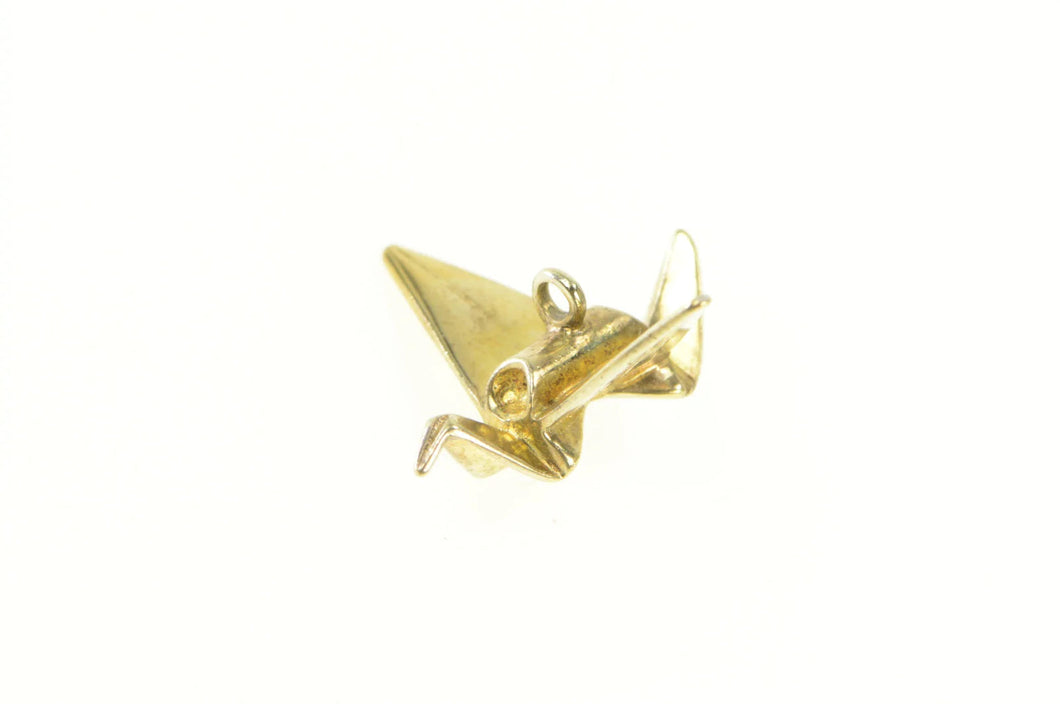 Sterling Silver 3D Paper Crane Swan Bird Origami Charm/Pendant