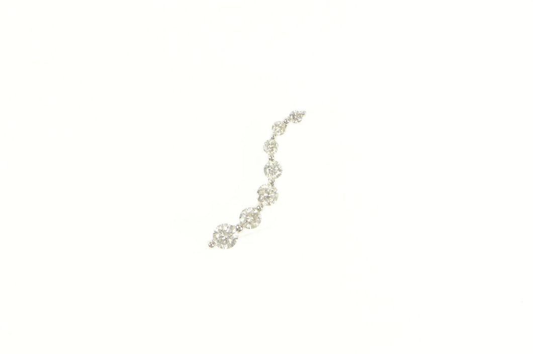 14K Graduated Diamond Seven Stone Journey Pendant White Gold