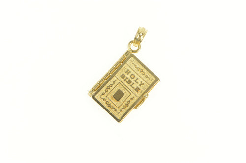 14K Articulated Lords Prayer Holy Bible Book Charm/Pendant Yellow Gold