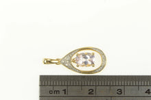 Load image into Gallery viewer, 14K Oval Pink Topaz Diamond Dangle Statement Pendant Yellow Gold