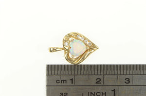 10K Heart Syn. Opal Diamond Love Symbol Pendant Yellow Gold