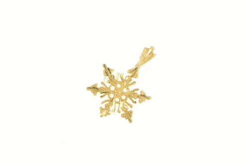 14K Snowflake Classic Winter Holiday Symbol Charm/Pendant Yellow Gold
