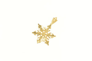 14K Snowflake Classic Winter Holiday Symbol Charm/Pendant Yellow Gold