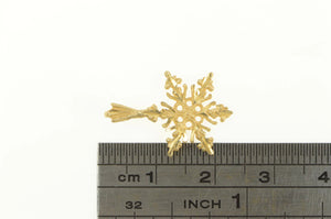 14K Snowflake Classic Winter Holiday Symbol Charm/Pendant Yellow Gold