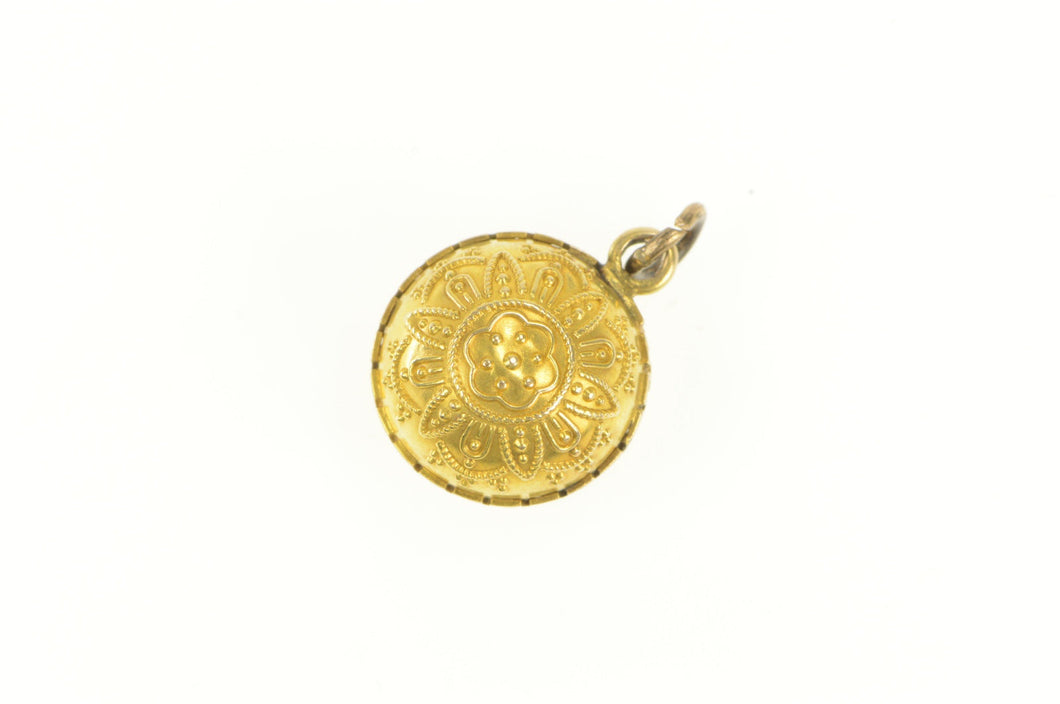 14K Etruscan Revival Ornate Decorative Ball Charm/Pendant Yellow Gold
