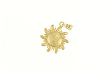Load image into Gallery viewer, 14K Satin Finish Sun Face Celestial Star Motif Charm/Pendant Yellow Gold