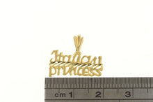 Load image into Gallery viewer, 14K Italian Princess Diamond Cut Word Charm/Pendant Yellow Gold