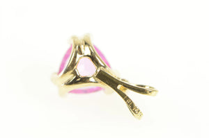 14K Trillion Pink Topaz Diamond Accent Classic Pendant Yellow Gold