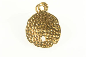 14K Diamond Cut Sand Dollar Sea Shell Charm/Pendant Yellow Gold