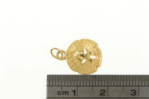 14K Diamond Cut Sand Dollar Sea Shell Charm/Pendant Yellow Gold