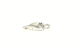 10K Diamond Inset Heart Classic Love Symbol Pendant White Gold