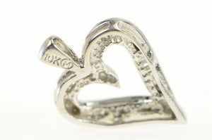 10K Diamond Inset Heart Classic Love Symbol Pendant White Gold