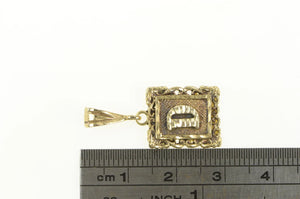 14K D Ornate Monogram Square Initial Letter Pendant Yellow Gold