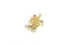 Load image into Gallery viewer, 10K Christmas Gift Santa&#39;s Sleigh Enamel Charm/Pendant Yellow Gold