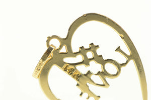 14K #1 Number One Love Heart Love Symbol Pendant Yellow Gold