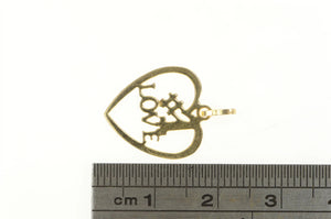 14K #1 Number One Love Heart Love Symbol Pendant Yellow Gold