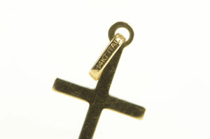 14K Diamond Cut Grooved Cross Christian Pendant Yellow Gold