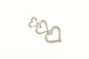 14K Diamond Heart Love Symbol Tiered Pendant White Gold
