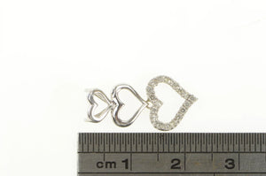 14K Diamond Heart Love Symbol Tiered Pendant White Gold