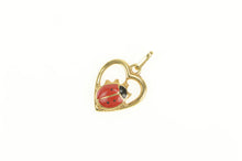 Load image into Gallery viewer, 14K Enamel Lady Bug Heart Luck Love Symbol Charm/Pendant Yellow Gold